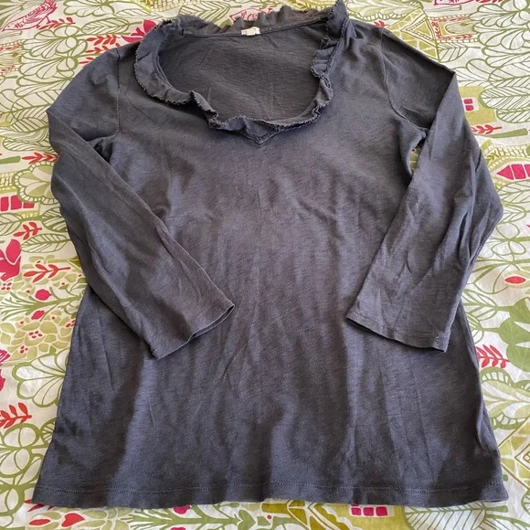 J Crew Factory Ruffle T Shirt - Picture 1 of 2